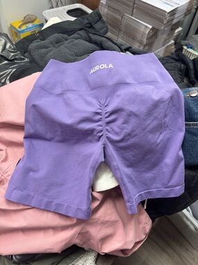 Aurora Purple High-Waist Scrunch Seam Biker Shorts